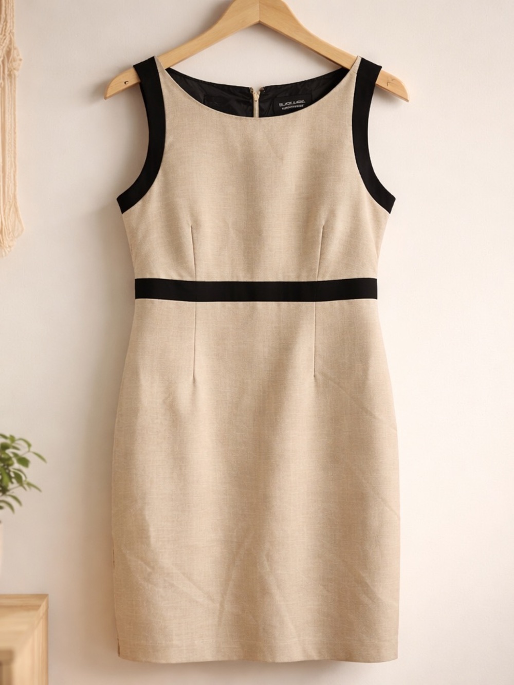 Evan Picone Cream Midi Dress with Black Accents